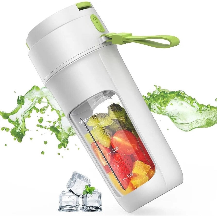 Blender portabil, 340 ml, 10 Lame 3D, 50W, 18.000 RPM, baterie reincarcabila USB-C, protectie silicon, multifunctional, auto-curatare