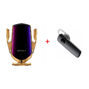 Super Oferta Pachet Promotional Casca Bluetooth si Suport Incarcator Telefon pentru Masina