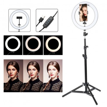 Lampa circulara cu suport selfie, pentru foto, make-up, cosmetica